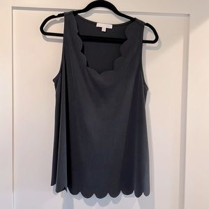 Anthropologie Charcoal Scalloped-Edge Sleeveless Tank